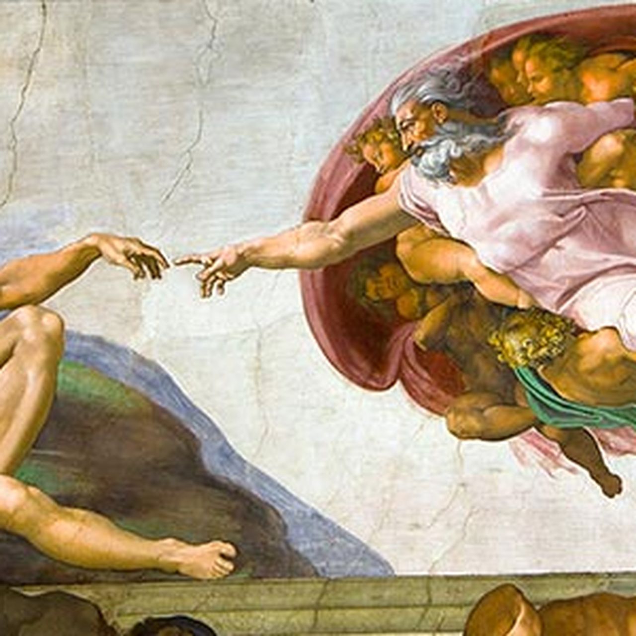 Michelangelo’s Creation of Adam illustrating the theological idea of Imago Dei